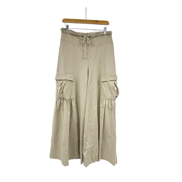 Free People Beach Wide Leg Cargo Pull On Beach Pants Cotton Womens Medium - Picture 1 of 8